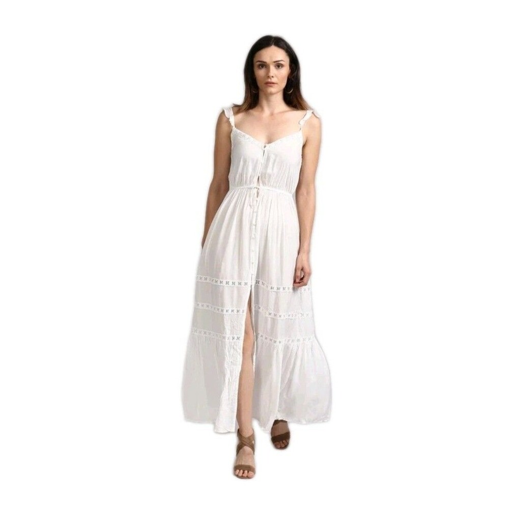 Forever 21 Women's White Solid Woven Maxi Beach Dress Sizes Small - Picture 6 of 6